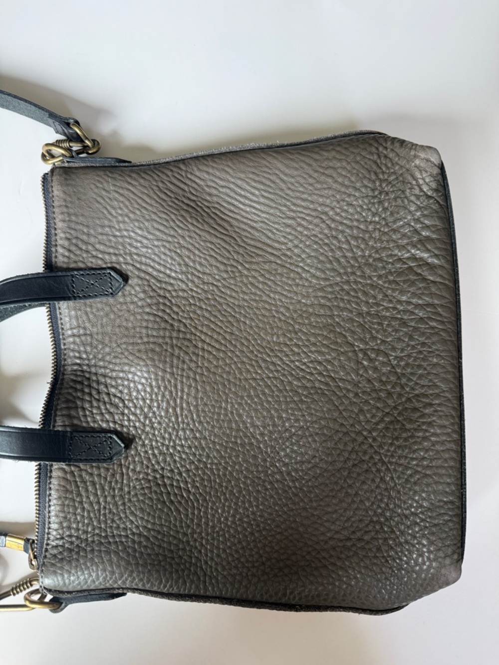 Madewell Pebbled Leather Transport Mini Convertible Shoulder Bag - Gray/Black - Picture 2 of 16